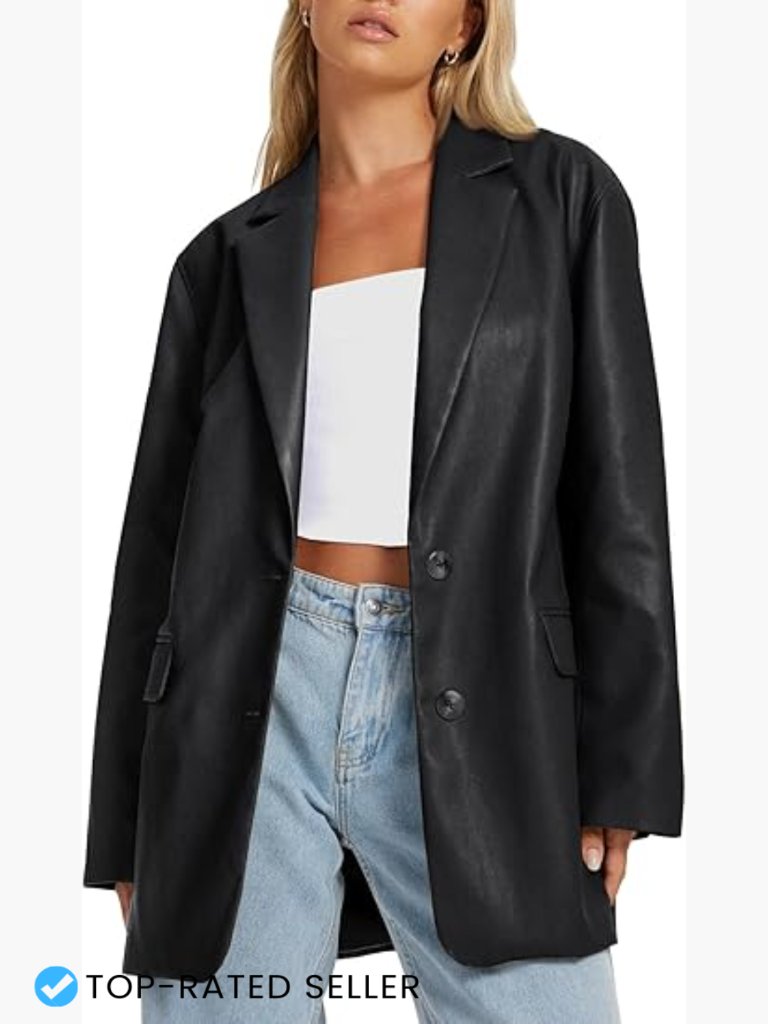 Oversized Faux Leather Motorcycle Jacket Slim Fit Punk Chic Y2k Trendy